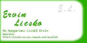 ervin licsko business card