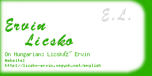 ervin licsko business card